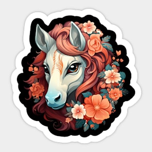 Horse colorful floral Sticker